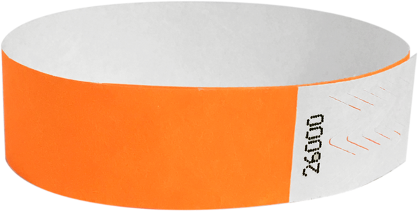 A 3/4" Tyvek® litter free solid Neon Orange wristband