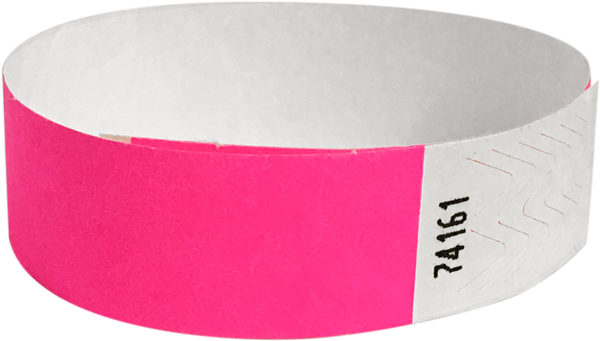 A 3/4" Tyvek® litter free solid Neon Pink wristband