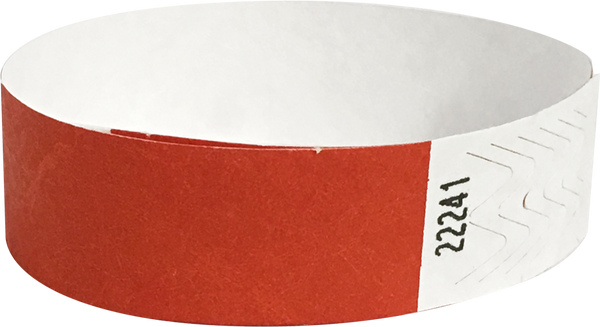 A 3/4" Tyvek® litter free solid Red wristband