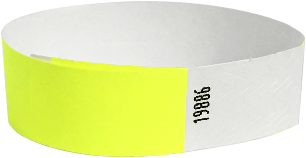 A 3/4" Tyvek® litter free solid Yellow Glow wristband