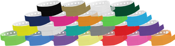 Vinyl 1 1/4" x 9 1/4" 3-Stub Snapped Solid wristbands