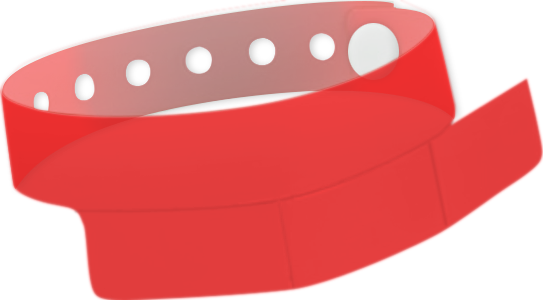 A Vinyl 1 1/4" x 9 1/4" Slim 3-Stub Snapped Solid Edge Glow Red wristband