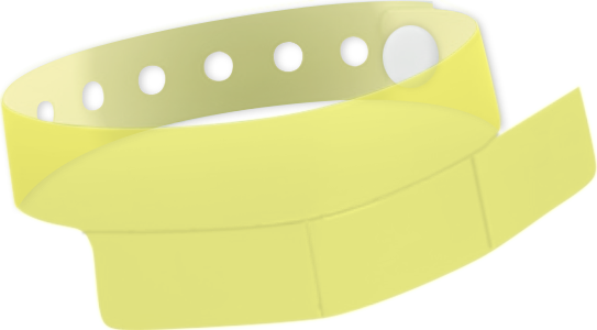 A Vinyl 1 1/4" x 9 1/4" Slim 3-Stub Snapped Solid Edge Glow Yellow wristband