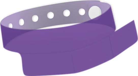 A Vinyl 1 1/4" x 9 1/4" Slim 3-Stub Snapped Solid Edge Glow Purple wristband