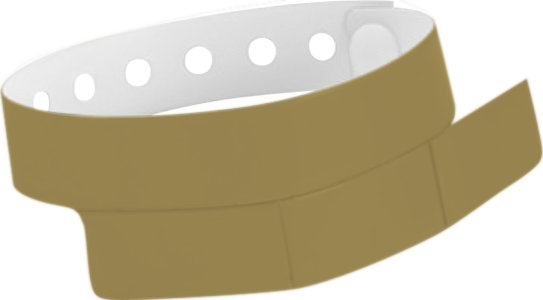 A Vinyl 1 1/4" x 9 1/4" Slim 3-Stub Snapped Solid Gold wristband