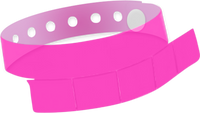 A Vinyl 1 1/4" x 9 1/4" Slim 5-Stub Snapped Solid Edge Glow Neon Pink wristband