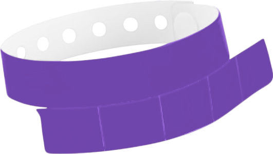 A Vinyl 1 1/4" x 9 1/4" Slim 5-Stub Snapped Solid Purple wristband