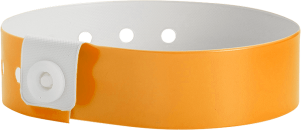 A Vinyl 3/4" x 10" L-Shape Snapped Solid Neon Orange wristband