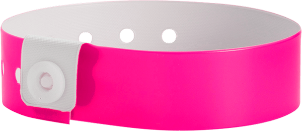 A Vinyl 3/4" x 10" L-Shape Snapped Solid Neon Pink wristband