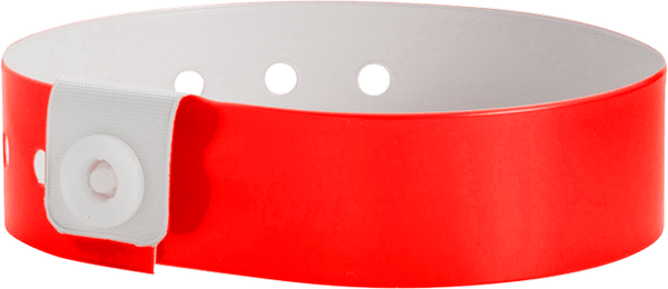 A Vinyl 3/4" x 10" L-Shape Snapped Solid Neon Red wristband