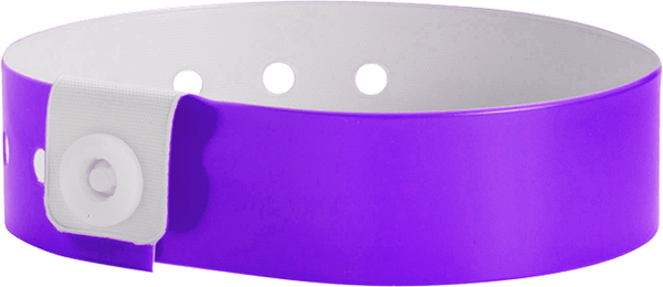 A Vinyl 3/4" x 10" L-Shape Snapped Solid Purple wristband