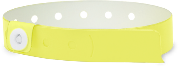 A Vinyl 1/2" x 11 1/2" 1-Stub Snapped Solid Edge Glow Yellow wristband