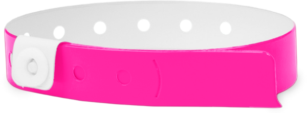 A Vinyl 1/2" x 11 1/2" 1-Stub Snapped Solid Neon Pink wristband