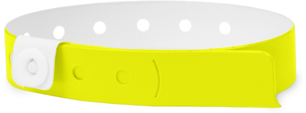 A Vinyl 1/2" x 11 1/2" 1-Stub Snapped Solid Neon Yellow wristband