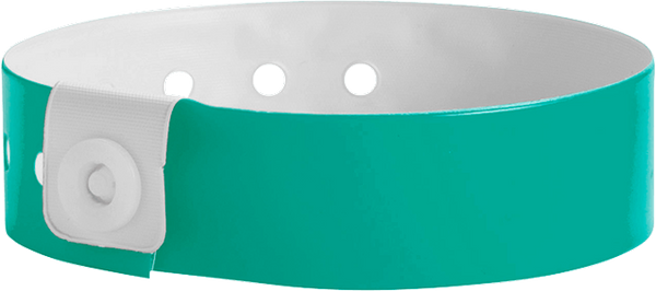 A Vinyl 3/4" x 10" L-Shape Snapped Solid Teal wristband