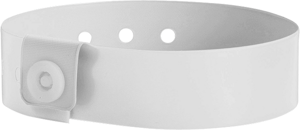 A Vinyl 3/4" x 10" L-Shape Snapped Solid White wristband