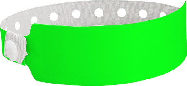 A Vinyl 1" x 10" Wide Face Snapped Solid Neon Green wristband