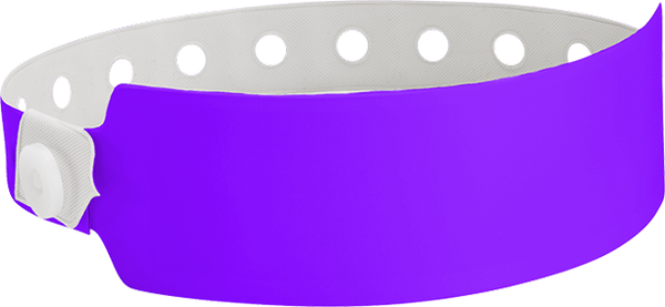 A Vinyl 1" x 10" Wide Face Snapped Solid Purple wristband