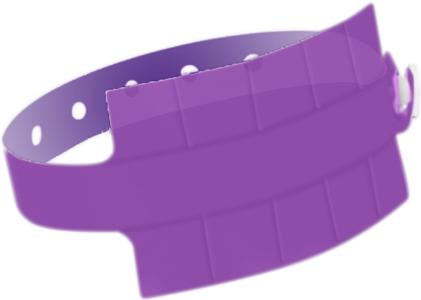 A Vinyl 1 1/4" x 9 1/4" Slim 10-Stub Snapped Solid Edge Glow Purple wristband