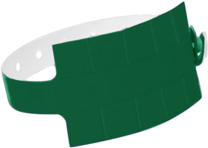 A Vinyl 1 1/4" x 9 1/4" Slim 10-Stub Snapped Solid Forest Green wristband