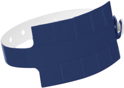 A Vinyl 1 1/4" x 9 1/4" Slim 10-Stub Snapped Solid Navy Blue wristband